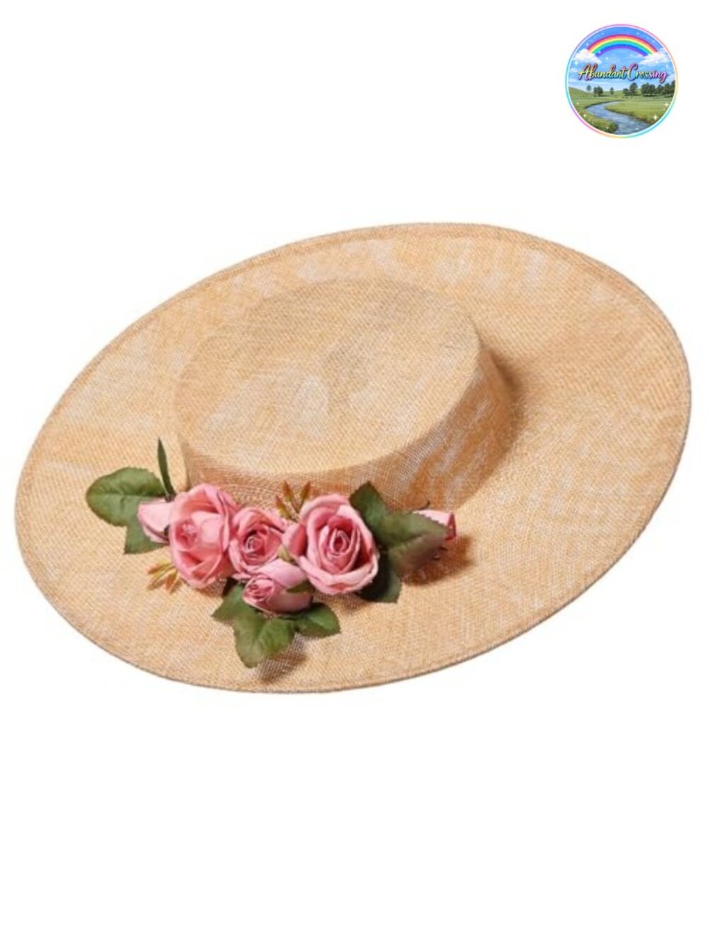 Victorian Tea Party Hat Cotton Linen Floral Flat Costume